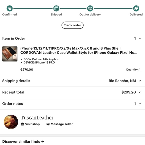 Nicola Meyer Geniune Shell CORDOVAN Vegetable Tanned Leather Iphone 13Pro Case - Picture 6 of 6